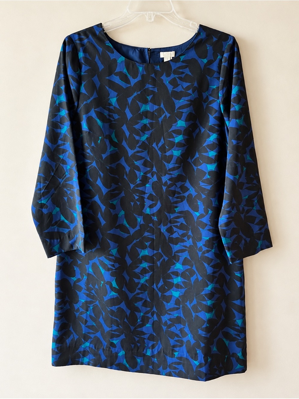 J. Crew Factory Navy Blue Botanical Print Shift Dress NWT 8 #1355